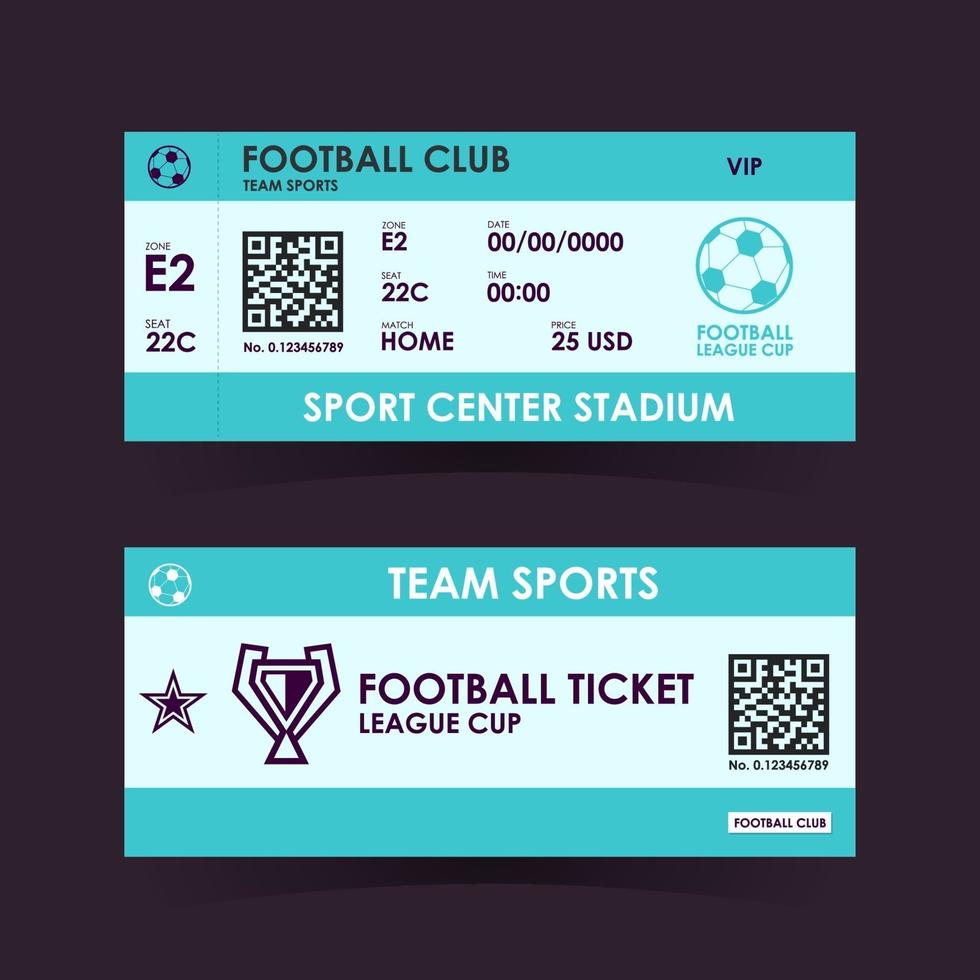 Football, Soccer Ticket Flat Design. vector illustration