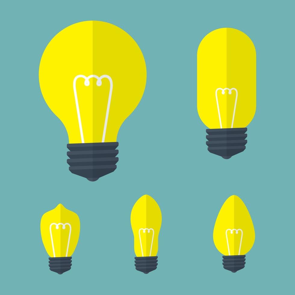 Light bulbs flat icons sign. vector illustration