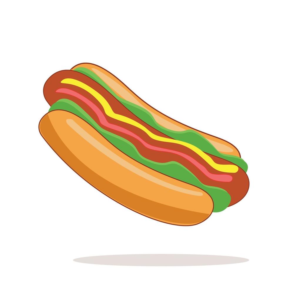 Realistic Sandwich with Sausage and Fresh Vegetables - Vector