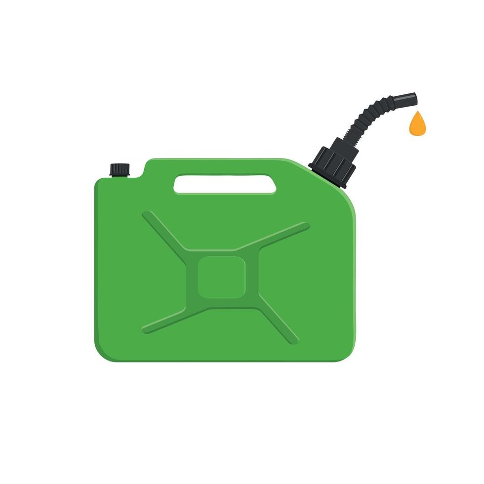 Gasoline canister with spout and pouring petrol drop vector