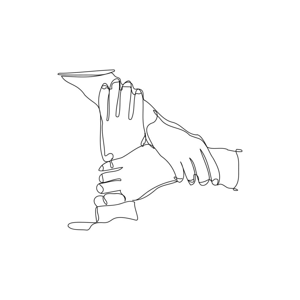 Concept of unity teamwork charity cooperation line art vector