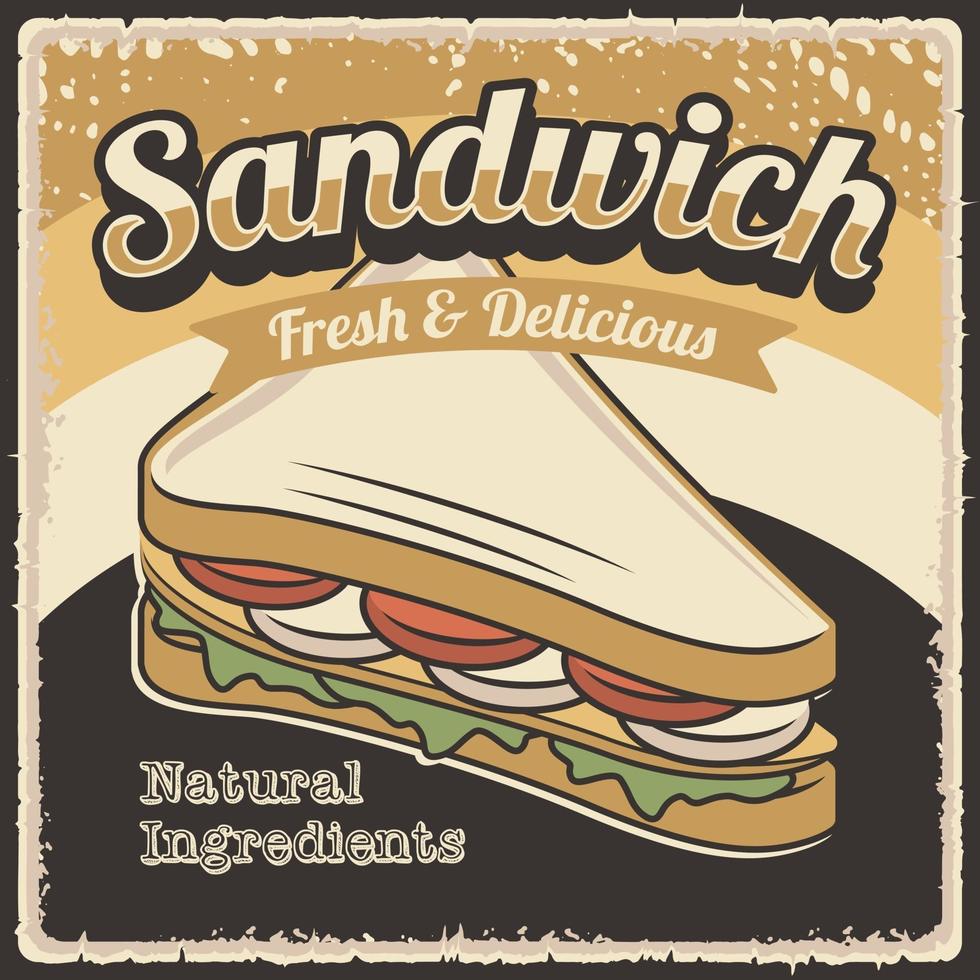 Retro Rustic Sandwich Poster Wall Decor vector