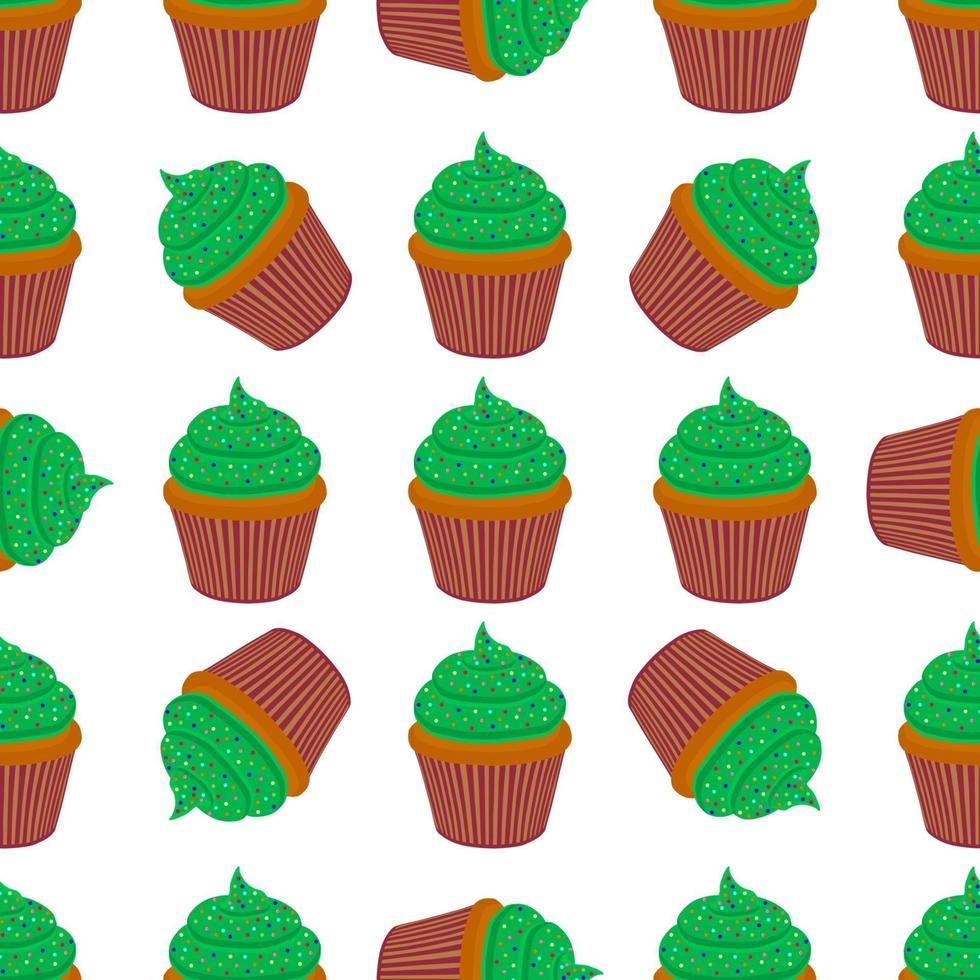 fiesta irlandesa día de san patricio, muffins verdes sin costura vector