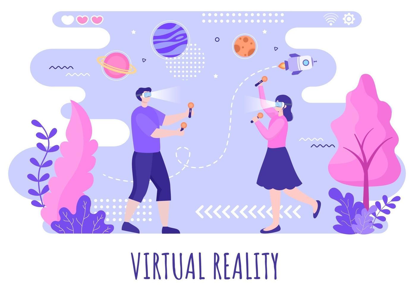 Ilustración de vector de realidad virtual de juego de gafas vr