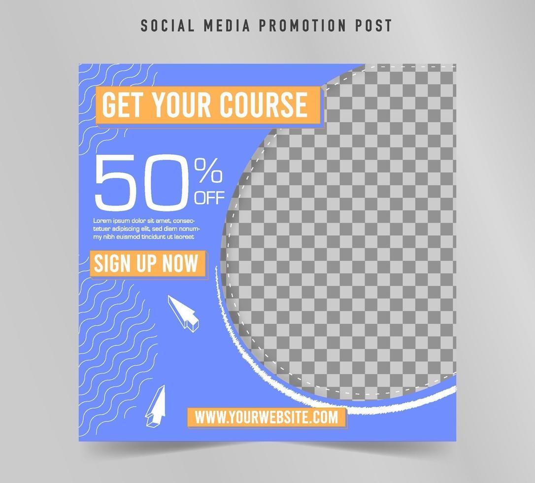 E-Course promo Social media post square template vector