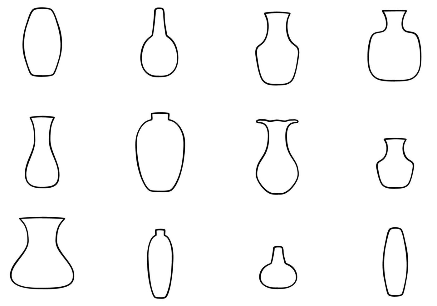 Abstract Hand Drawn Vases Set vector