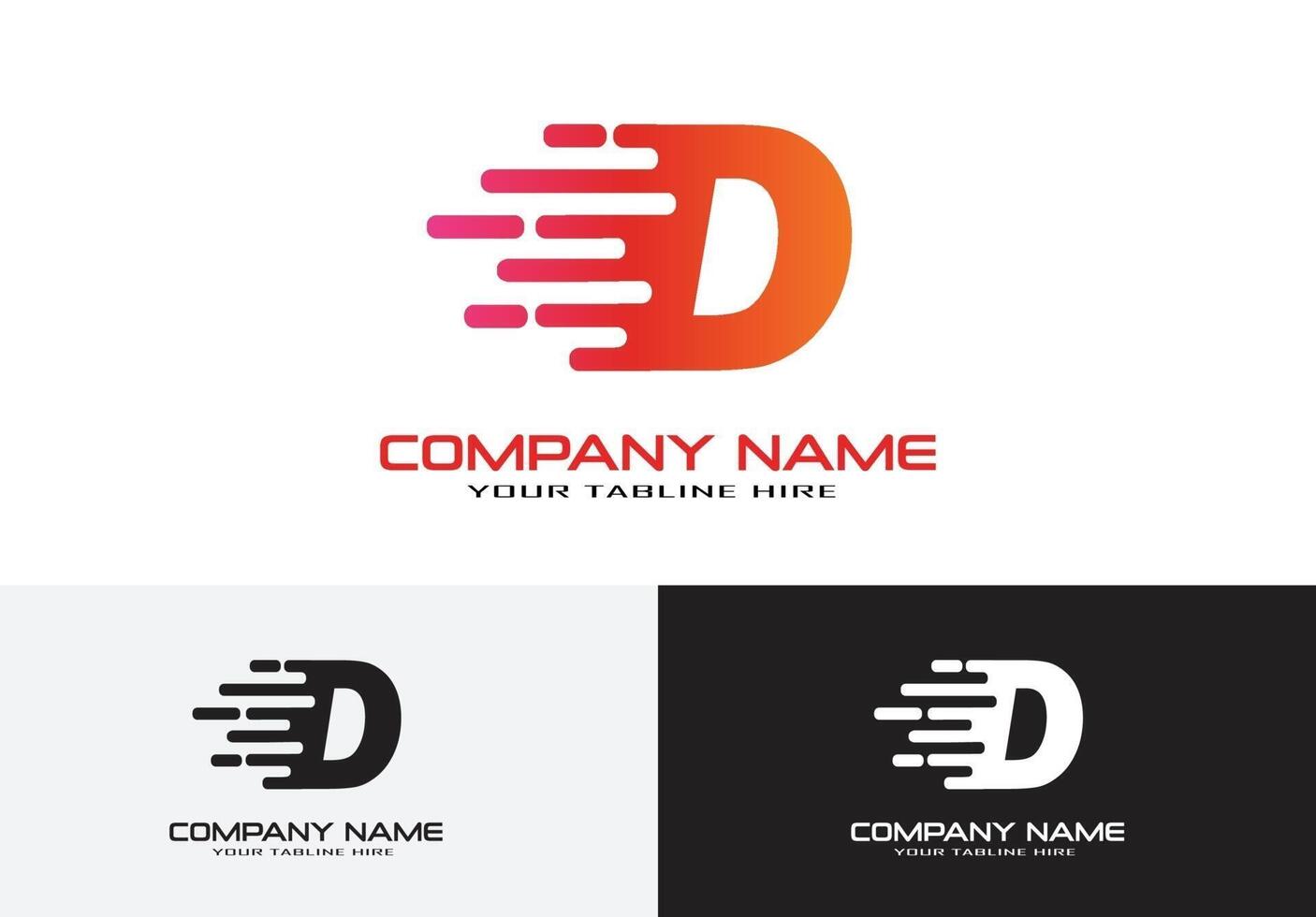 letter d speed fast logo concept vector