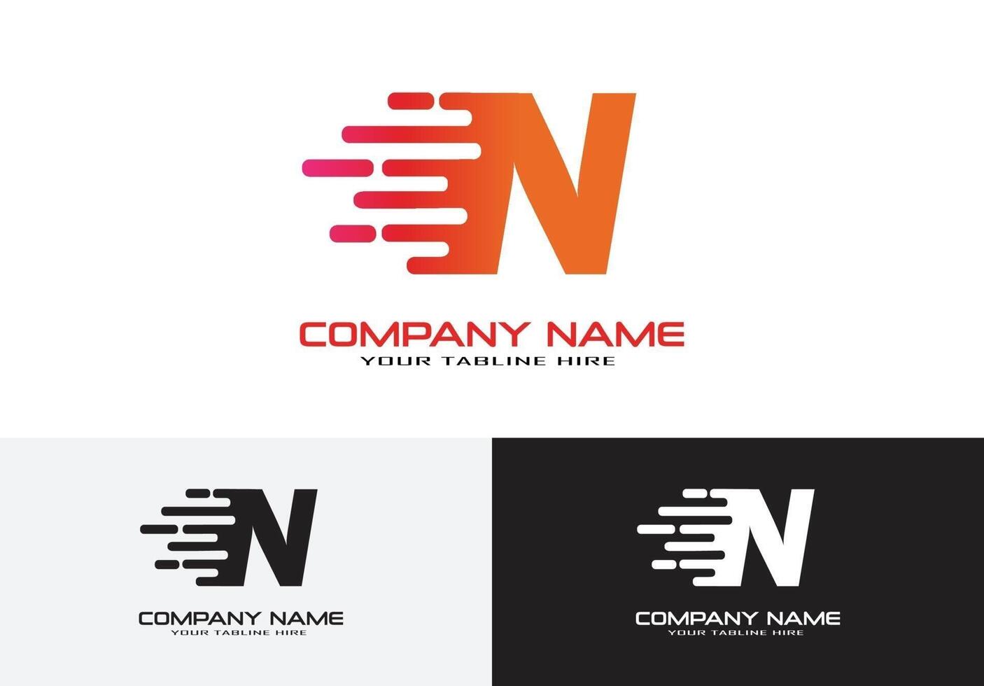 letter n speed fast logo concept vector