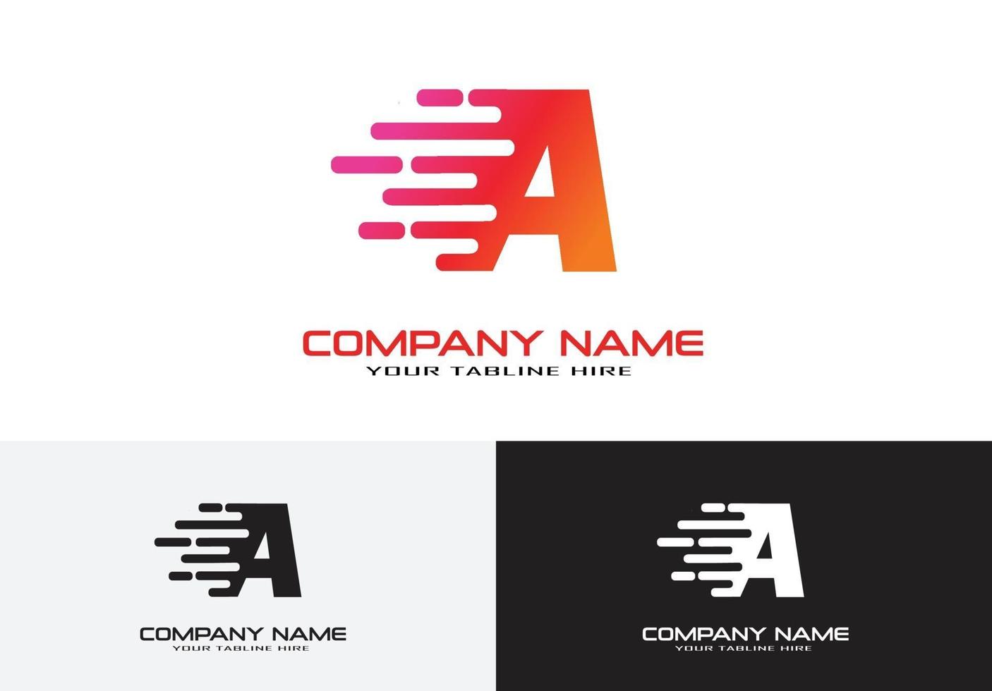 letter a speed fast logo concept vector