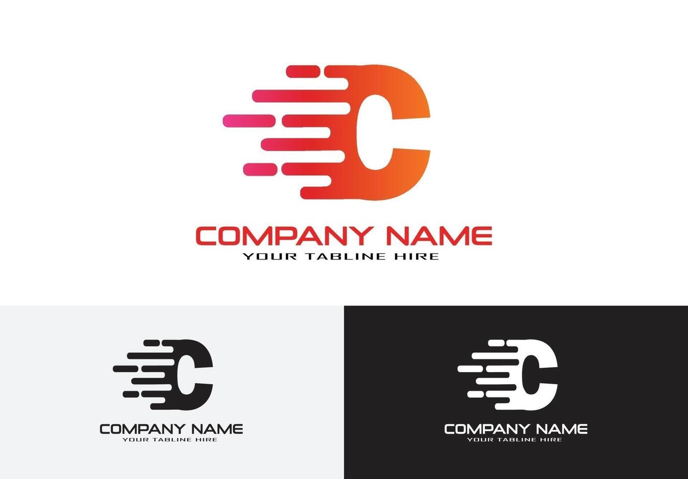 letter c speed fast logo concept vector