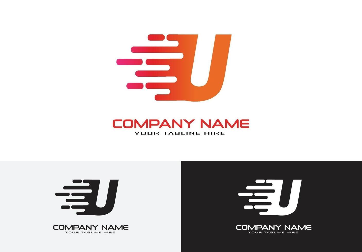 letter u speed fast logo concept vector
