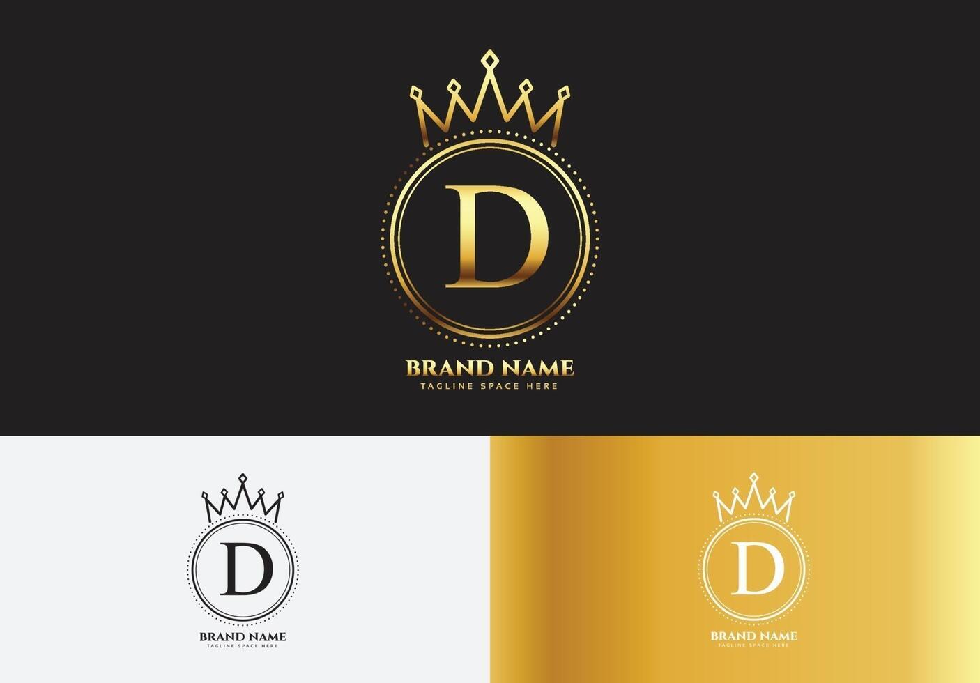 Letter D gold luxury crown logo concept vector