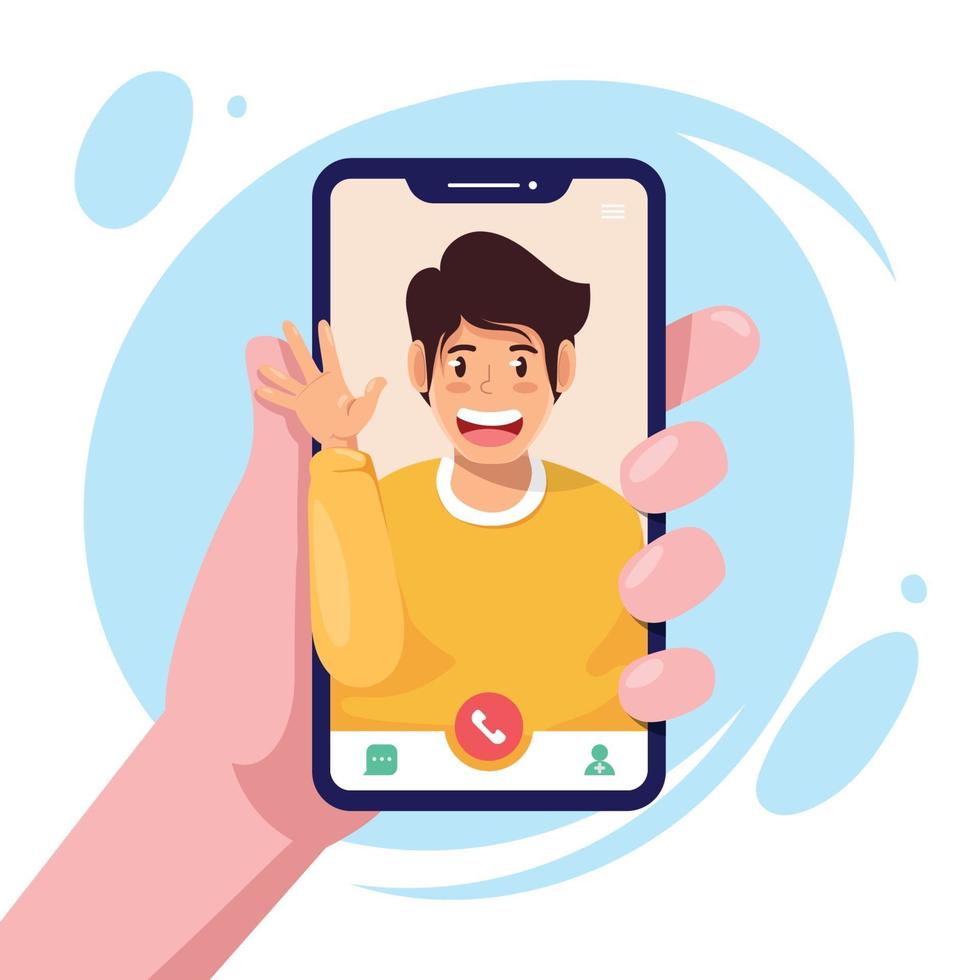 Couple Video Call with Phone vector