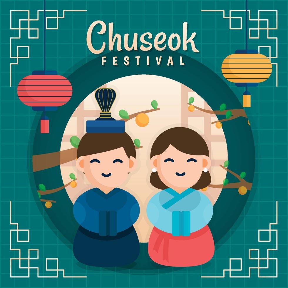 feliz festival coreano chuseok vector