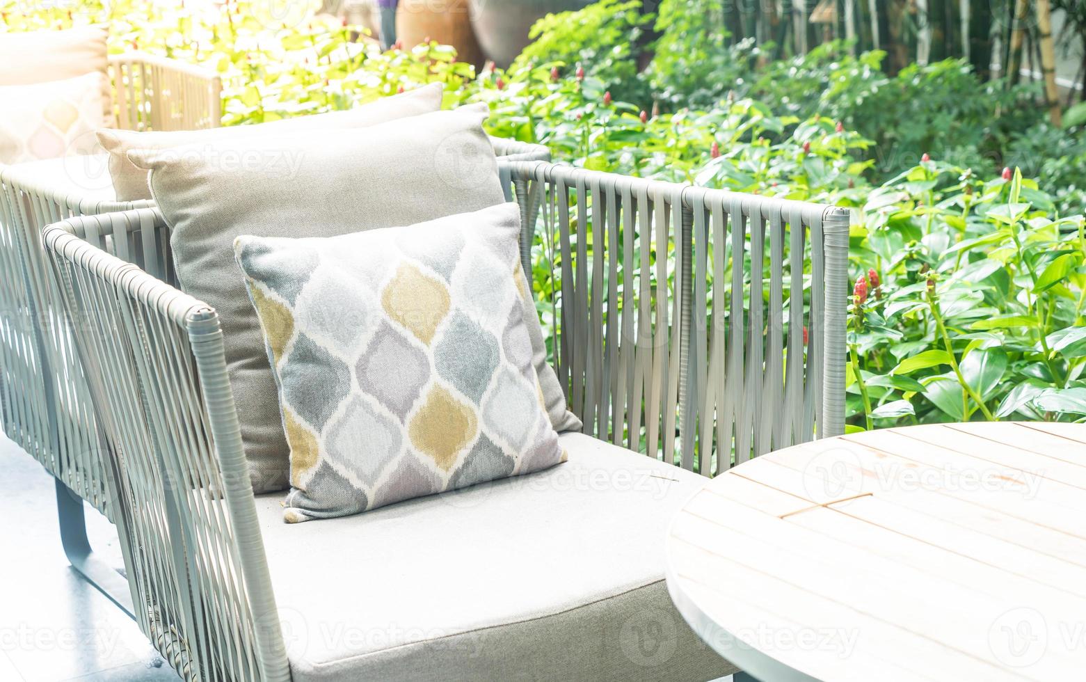 Patio outdoor deck with pillow on chair decoration exterior of home photo