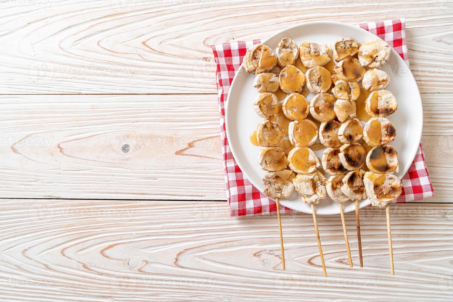 parrillas de plátano con salsa de caramelo foto