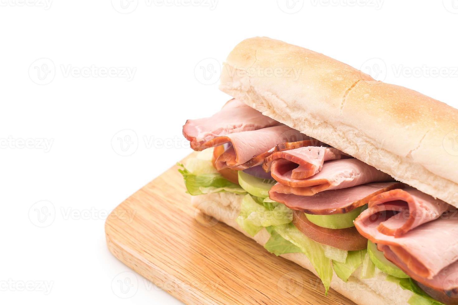 Ham and salad submarine sandwich photo