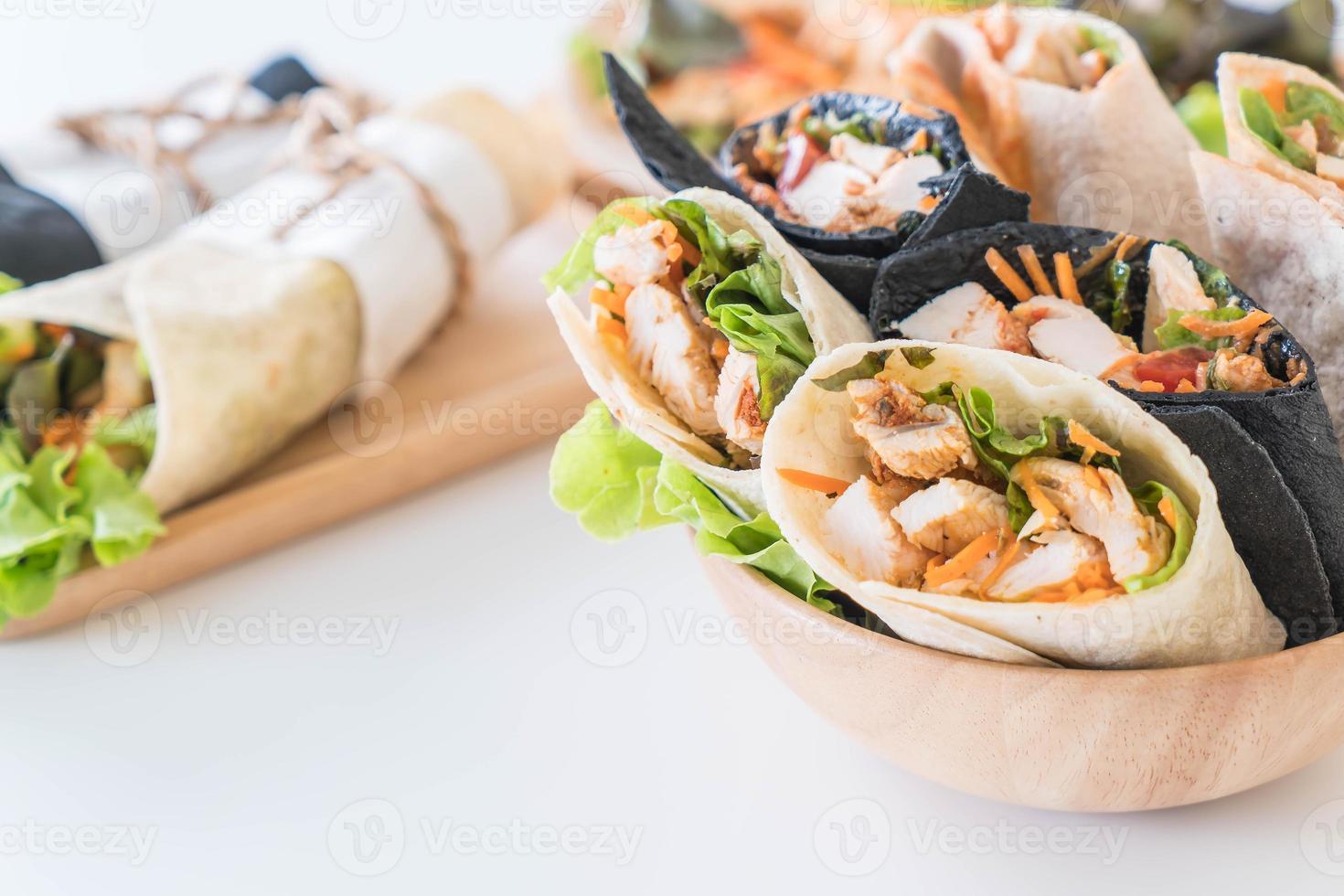 Wrap salad roll on the table photo