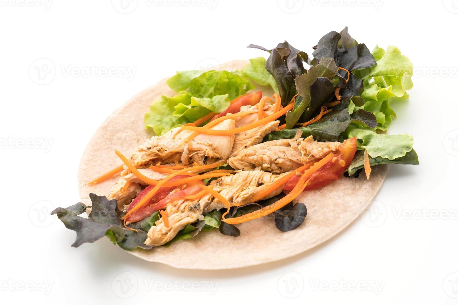 Wrap salad roll on white background photo