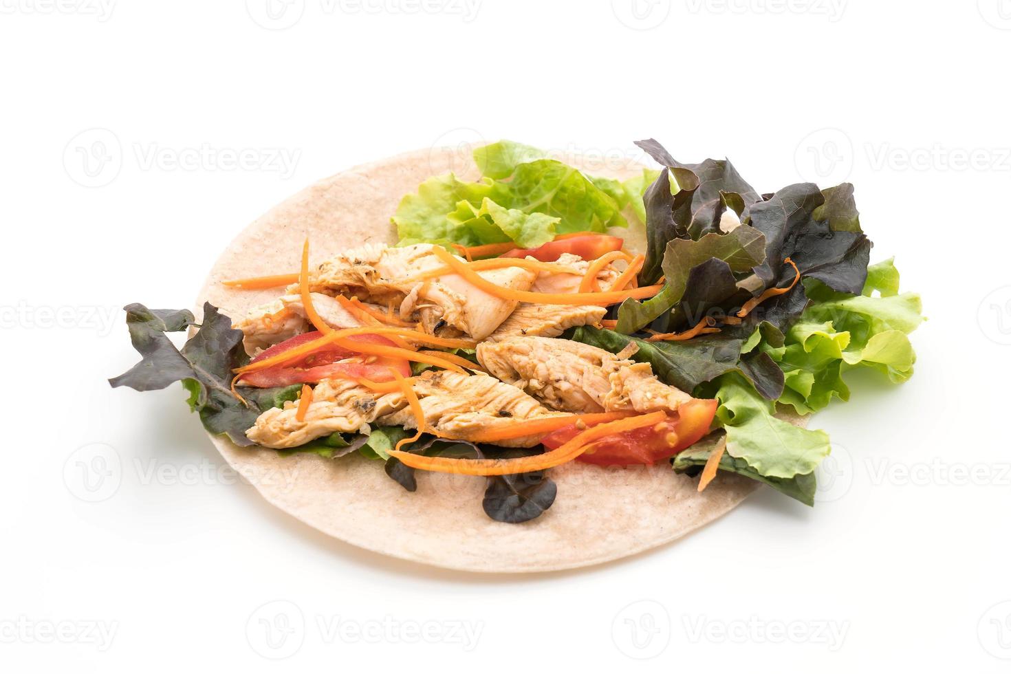 Wrap salad roll on white background photo