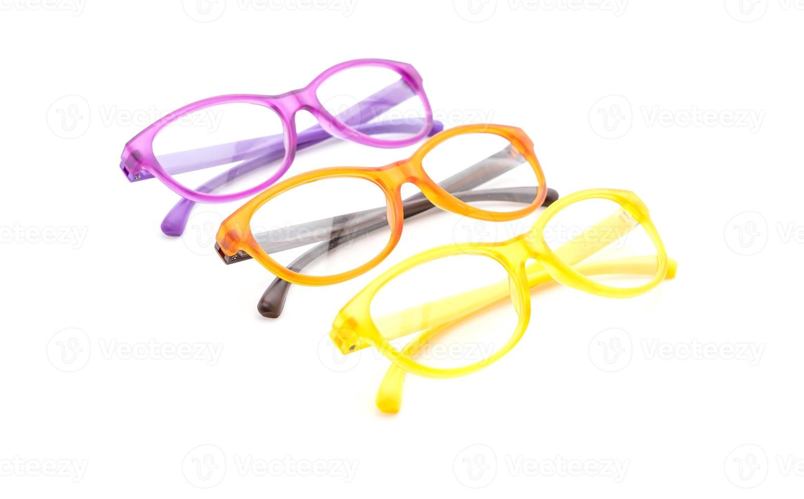 Eyeglasses, spectacles, or glasses on white background photo