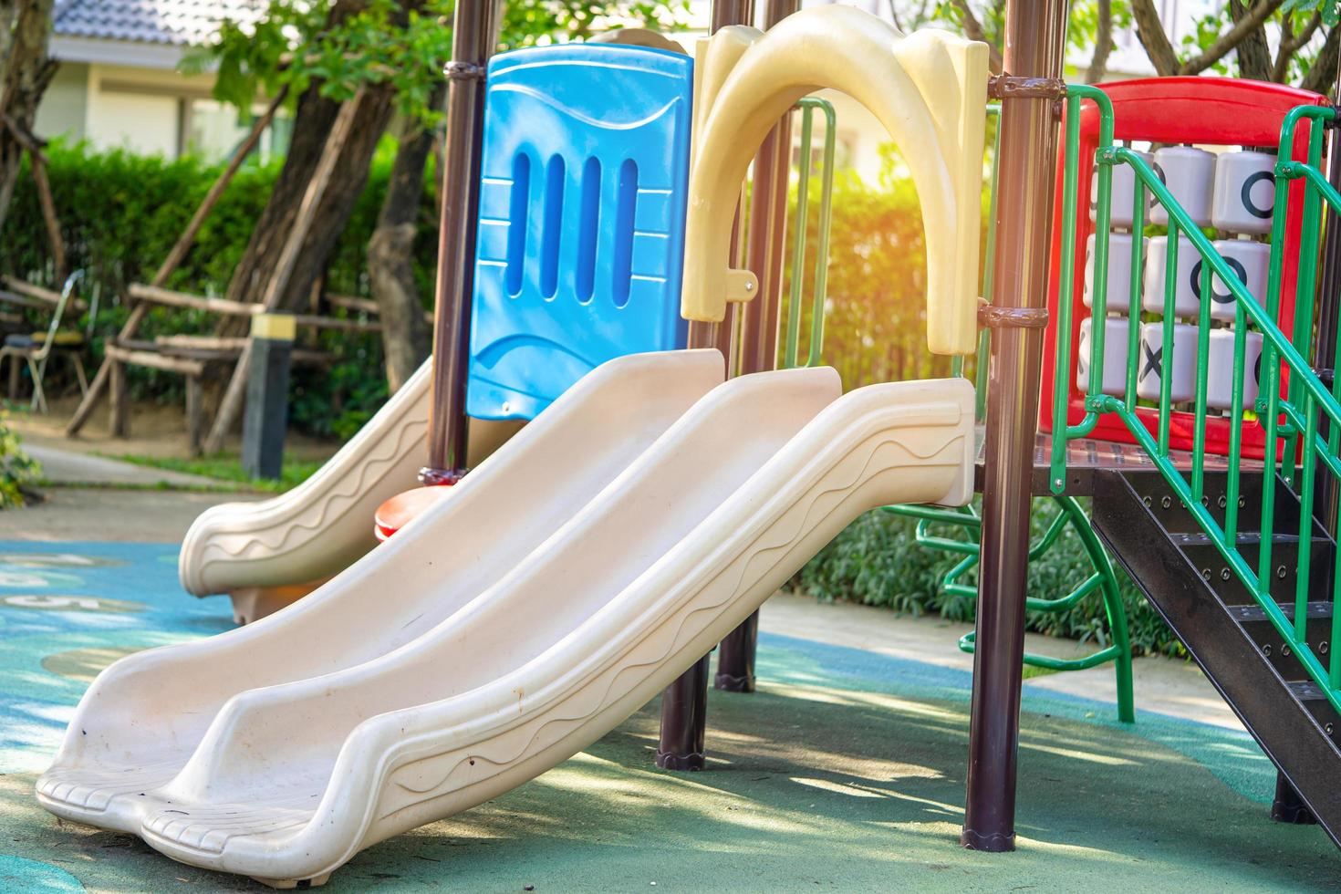 Kindergarten school playground outdoor for kid children photo