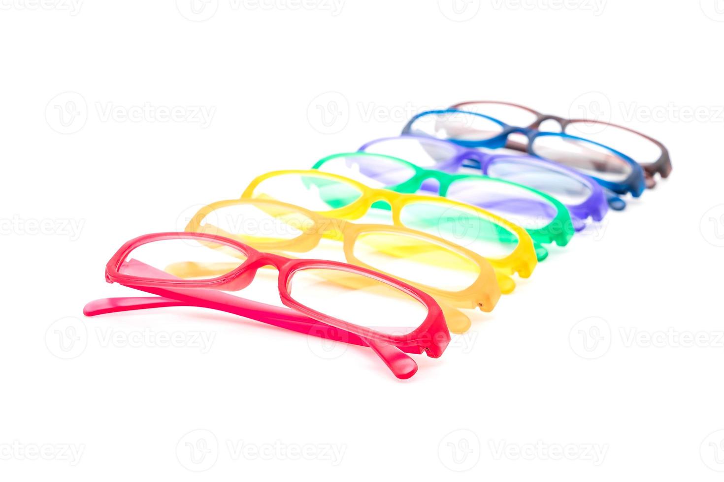 Eyeglasses, spectacles, or glasses on white background photo