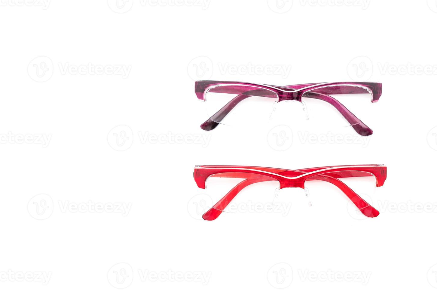 Eyeglasses, spectacles, or glasses on white background photo