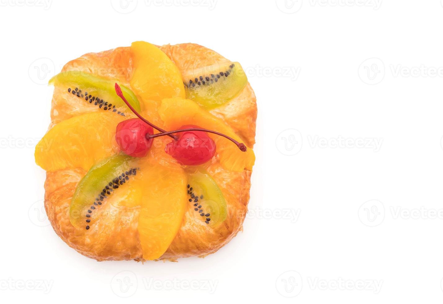 Danish mixed fruit with jam on white background photo