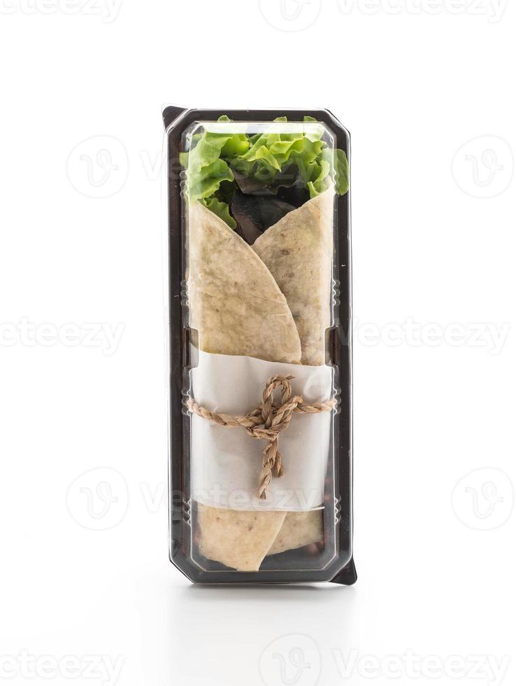 Wrap salad roll on white background photo