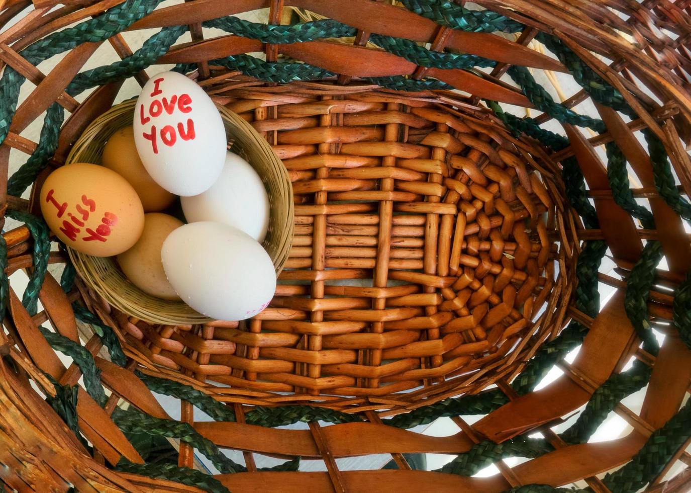 I love you and I miss You Writes on Eggs photo