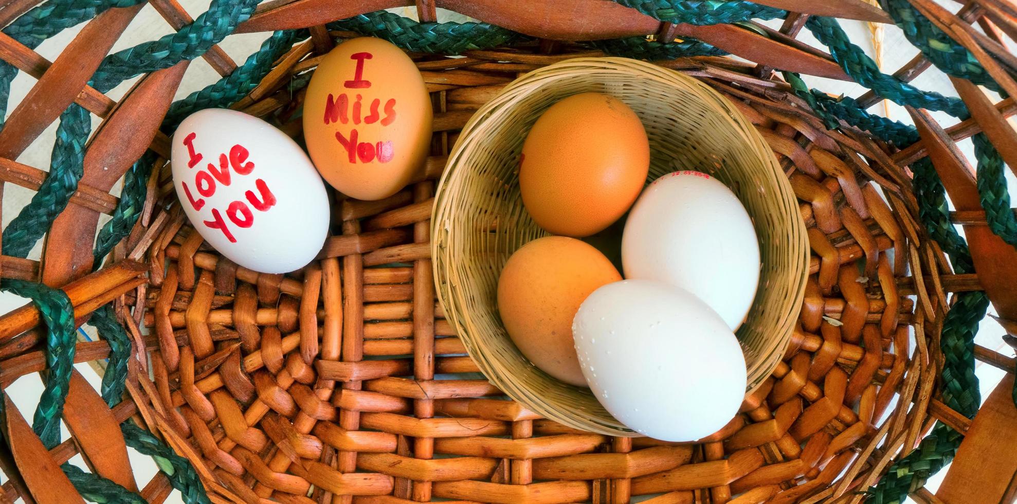 I love you and I miss You Writes on Eggs photo