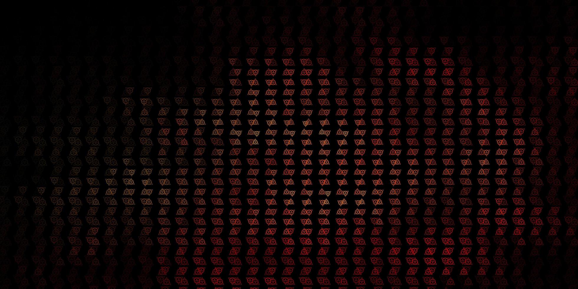 Dark Orange vector background with occult symbols.