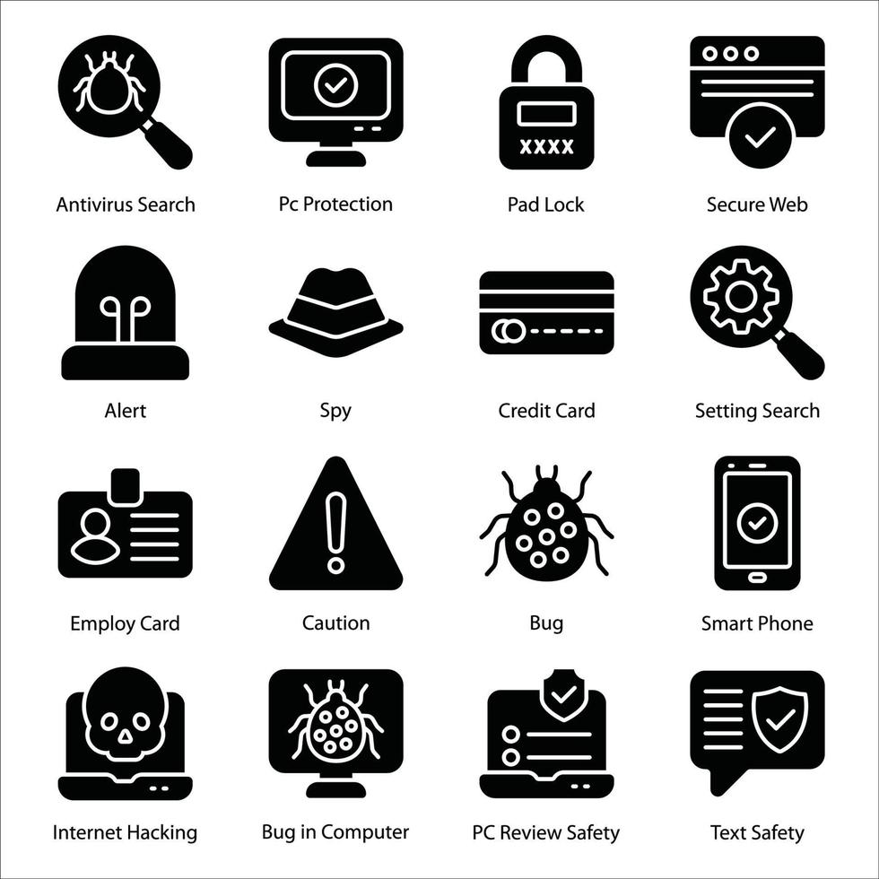 Security Glyph icons Set vector