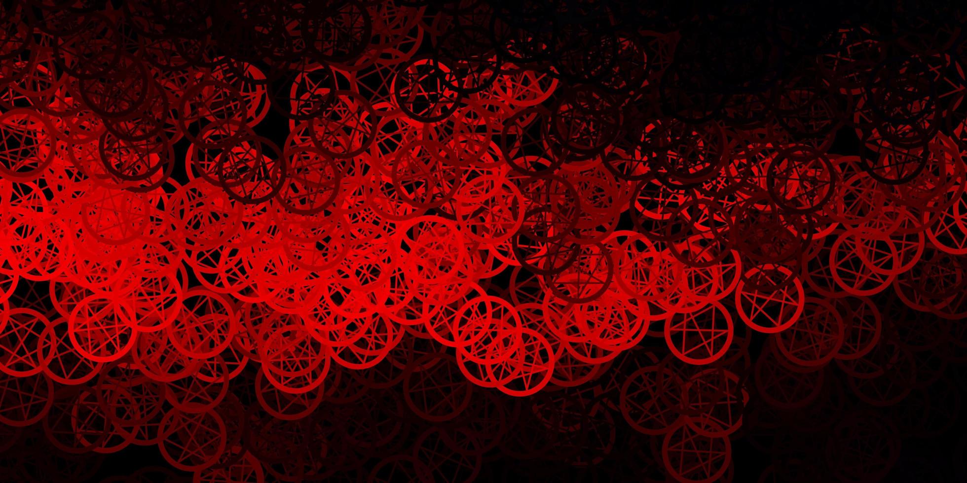 Dark Red vector background with occult symbols.