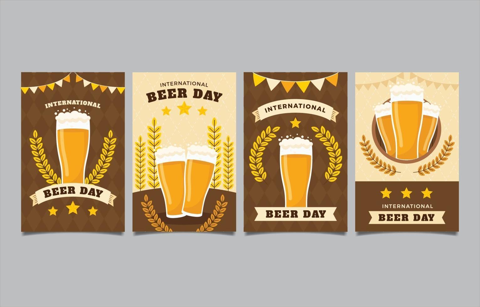 paquete de tarjetas del día internacional de la cerveza vector