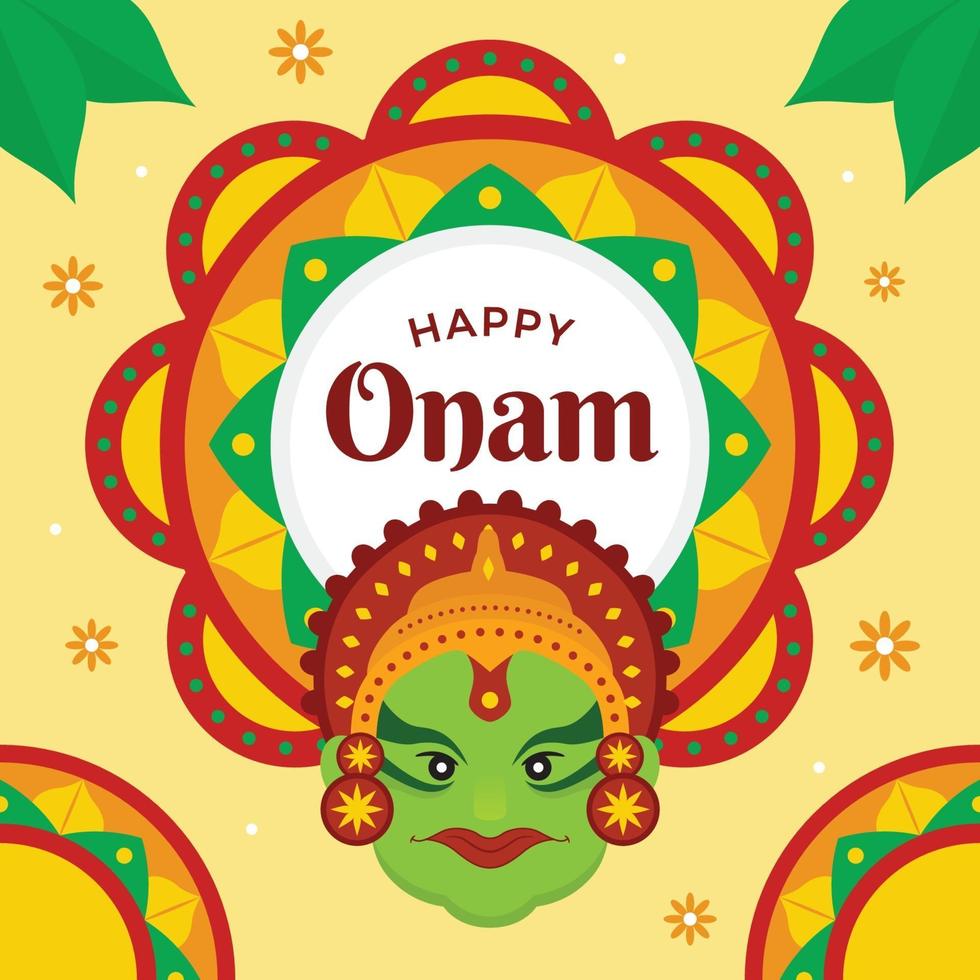 Flat Happy Onam Background vector