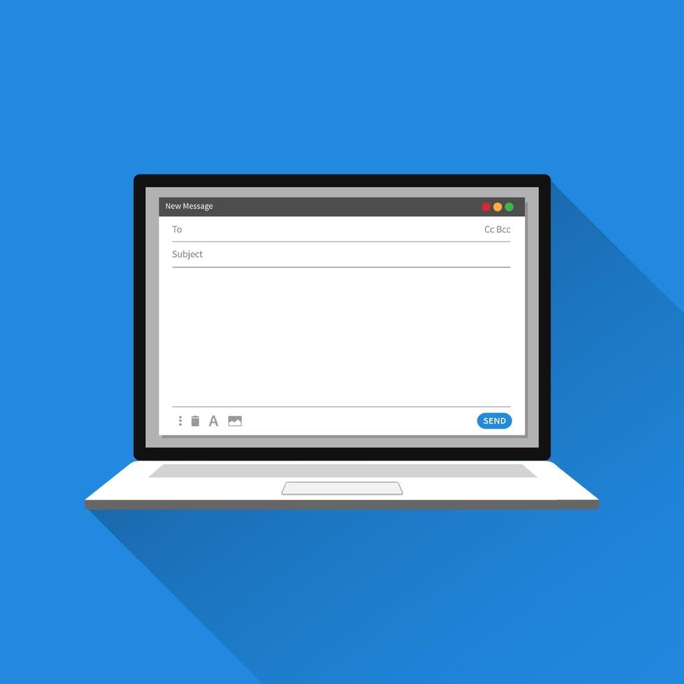 Blank email template on laptop screen concept. 3091966 Vector Art at