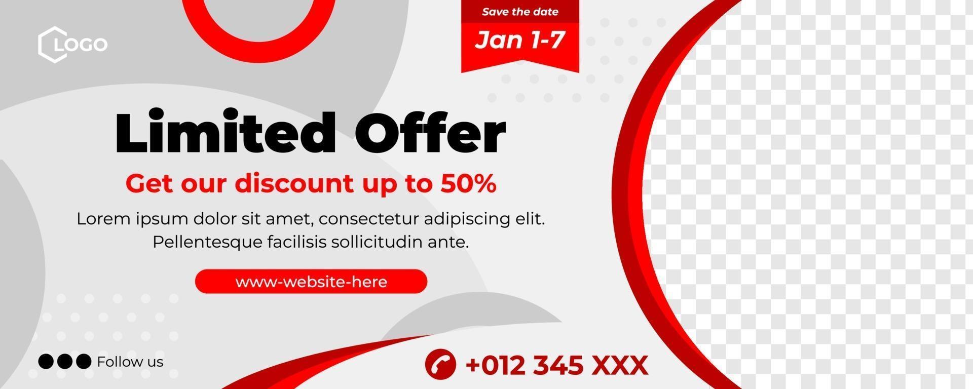 flat horizontal banner template with frame vector