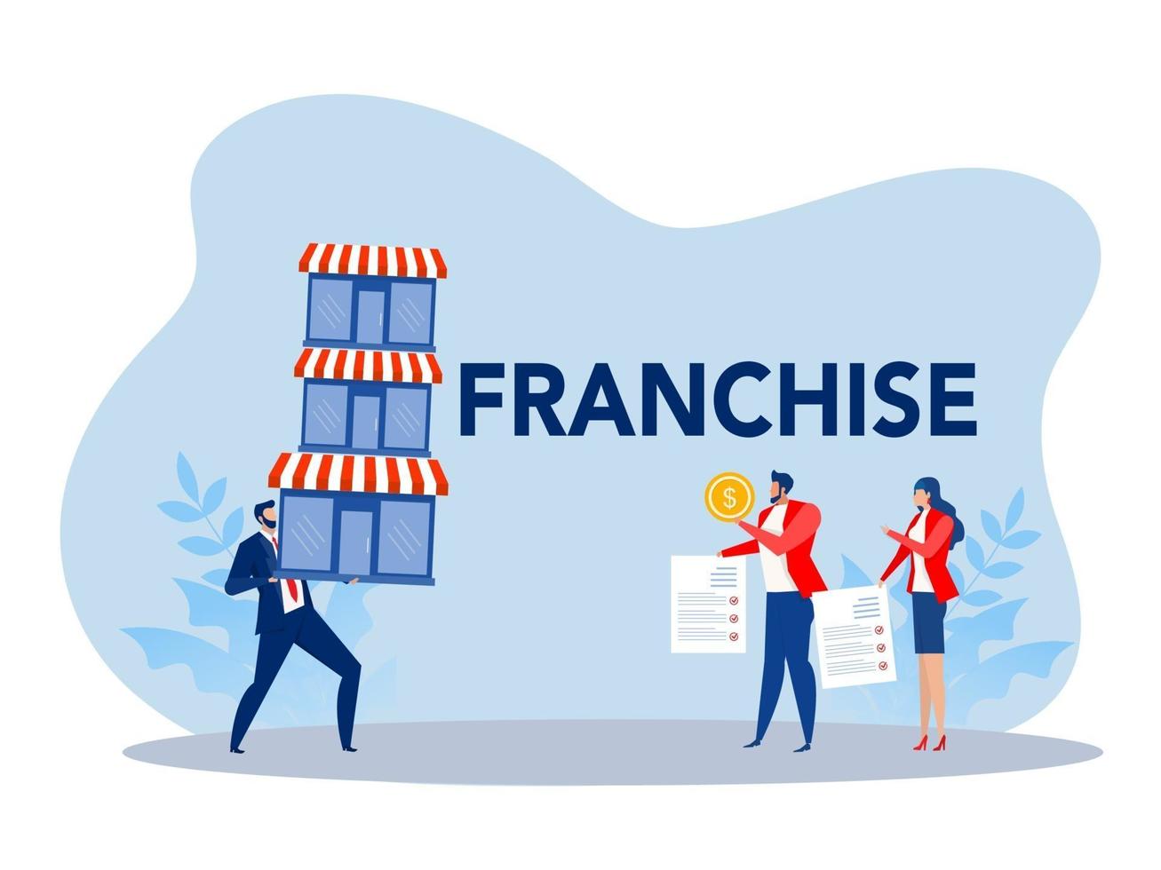 negocio de tienda de franquicia, iniciar una pequeña empresa de franquicia, vector