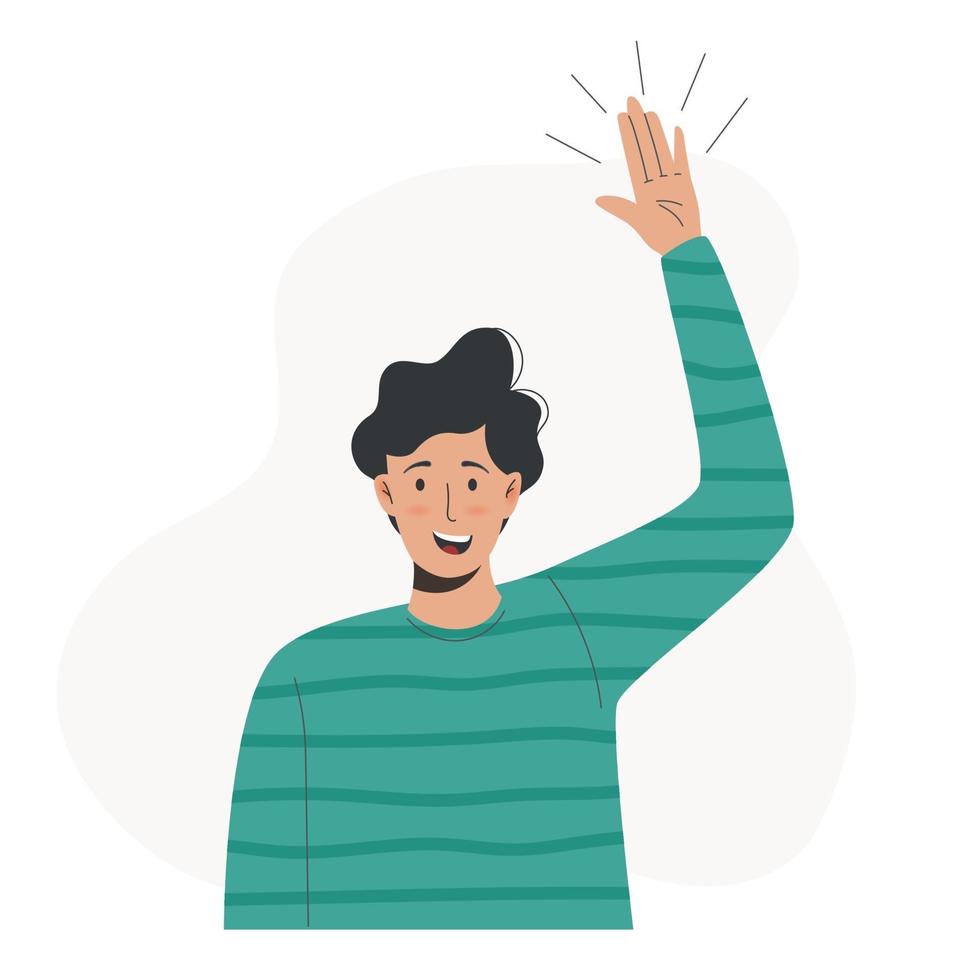 Cartoon illustration of a man waving hand vector