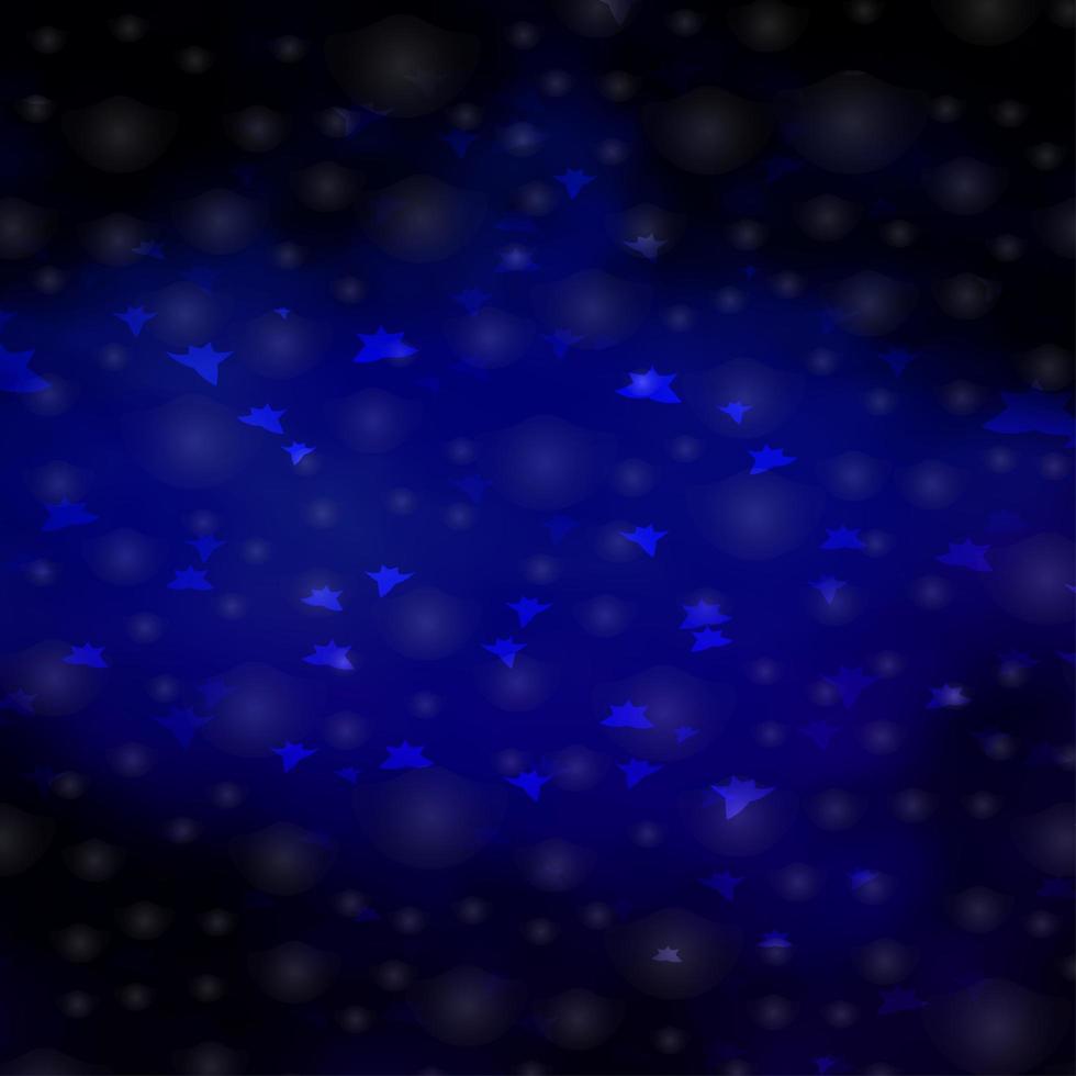 Fondo de vector azul oscuro con estrellas pequeñas y grandes.