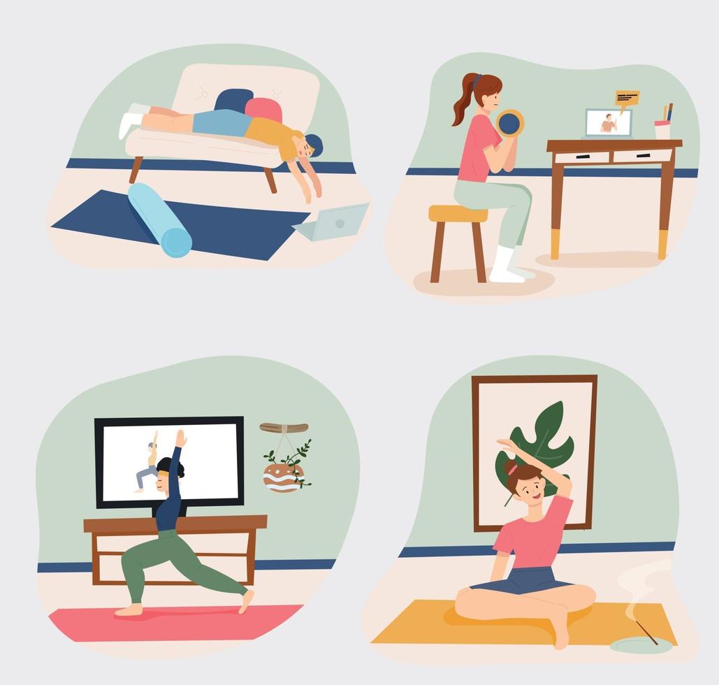 Home training people vector