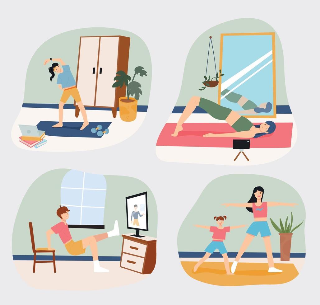 Home training people vector