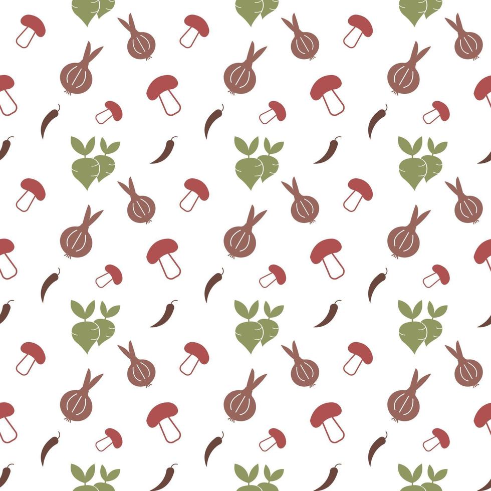 seamless pattern with red and green vegetable cute cartoon images vector