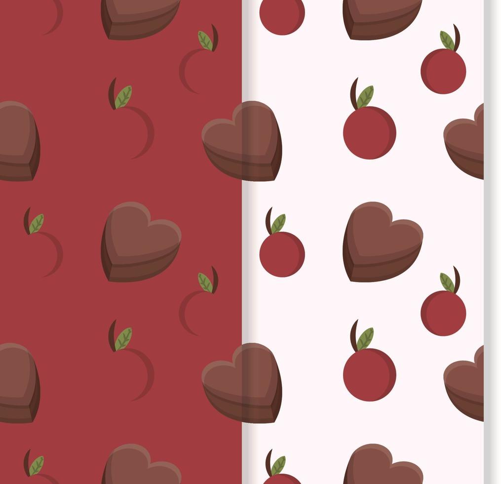 seamless pattern with red cherries and chocolates vector