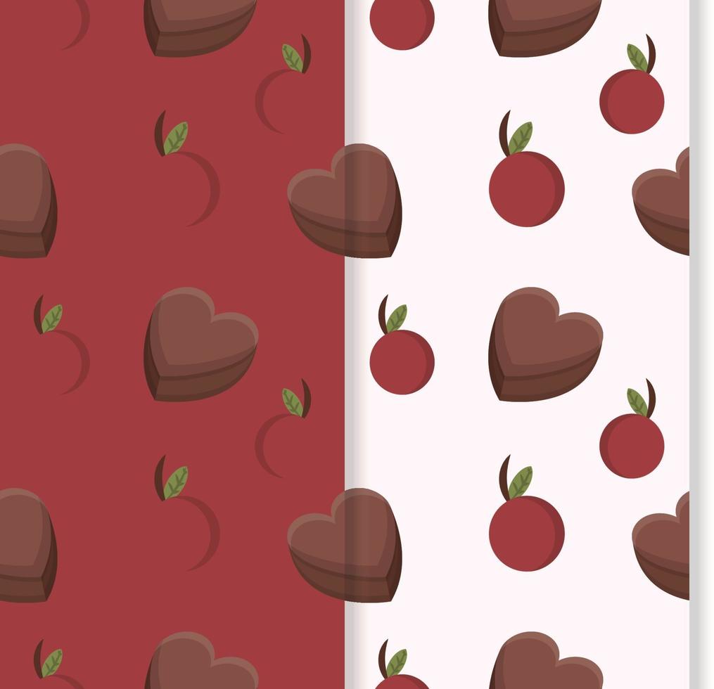 patrón sin costuras con cerezas rojas y chocolates vector