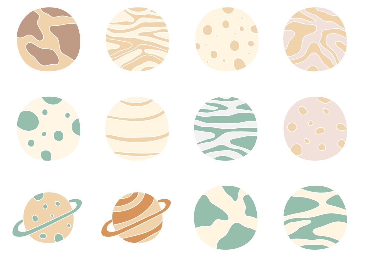 Hand Drawn Abstract Planets vector