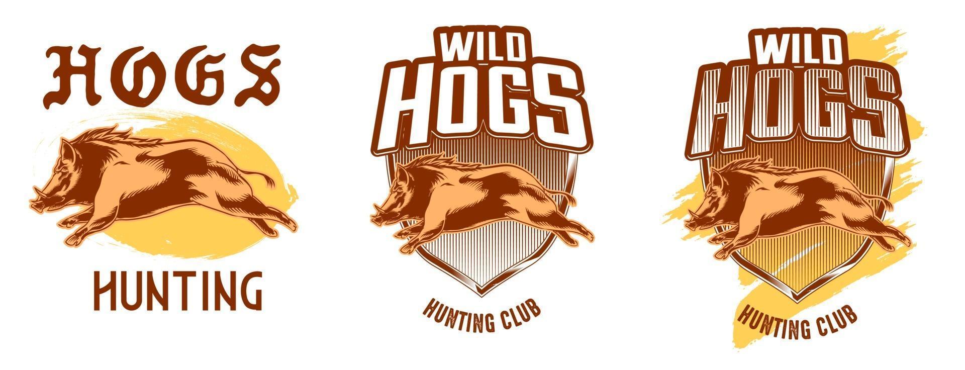 Hogs hunting logo shirt design for clothing gear vector