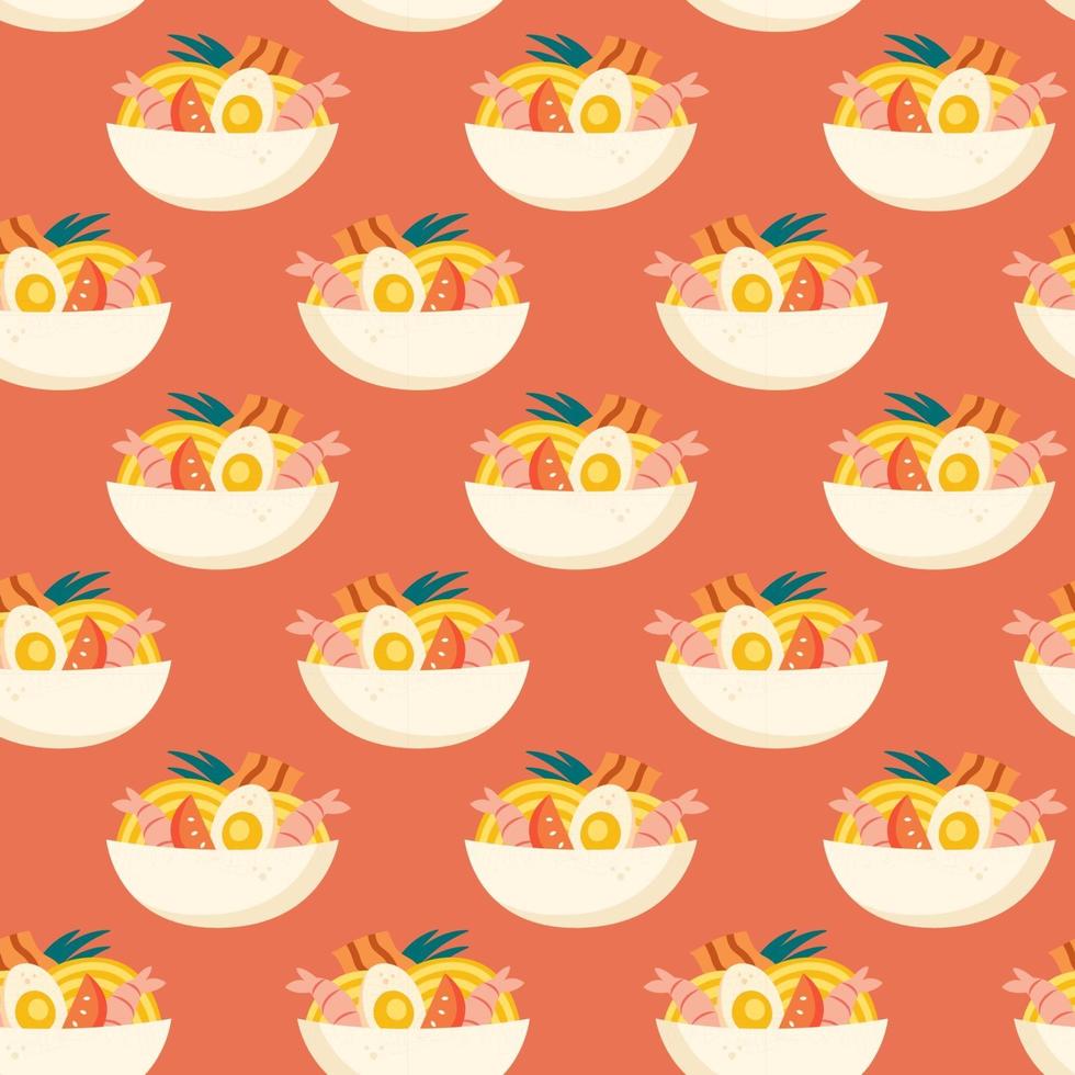 Ramen soup Seamless pattern Packaging design Editable background color vector